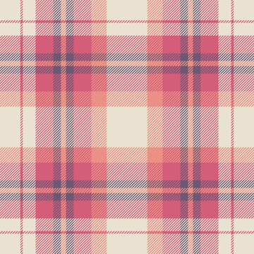 Glamour plaid texture textile, stylish background seamless fabric. Model pattern check vector tartan in red and light colors.