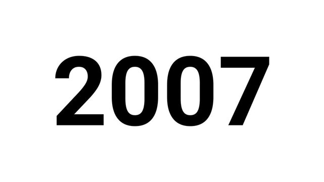 Animated years counter from 2000 to 2030 with spinning digits tail. Clean numeric timeline and chronology concept on white