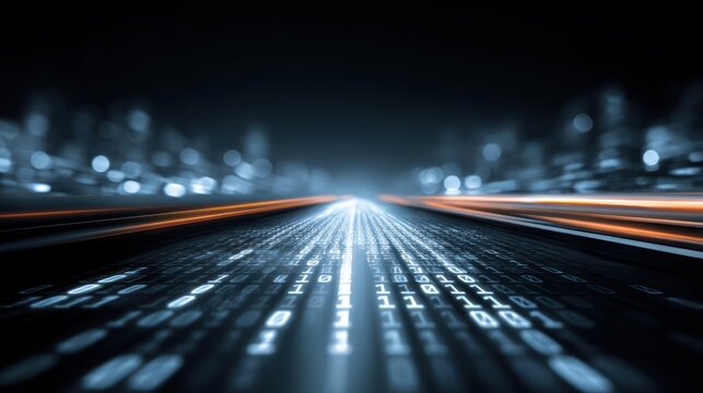 Digital data stream binary code technology abstract