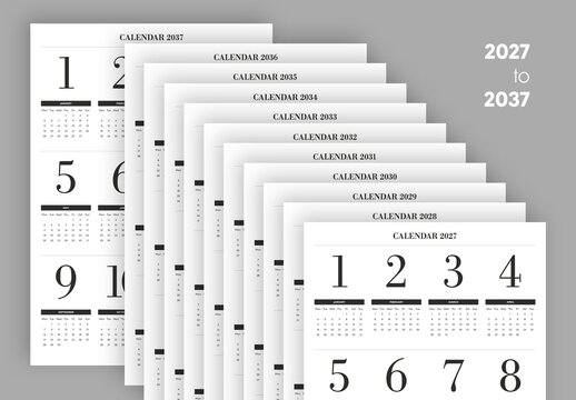 Calendar 2027 to 2037