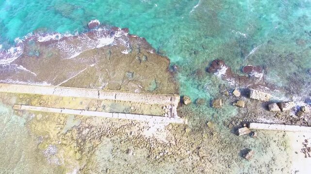 Caesarea Theater, archaeological site, national park, marina, drone photography, Caesarea Israel 2018
