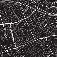 Fototapeta premium Notting Hill London UK Vector Map, Detailed District Street Map Black and White Minimalist Line Art