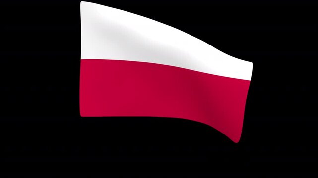 Flag of Poland &ndash; 3d render looped with alpha channel.