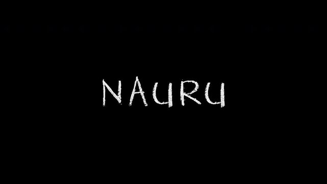 Animated nauru country name writing on chalkboard