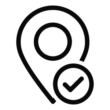 Map pin icon with checkmark symbol for location confirmation  vector graphic icon
