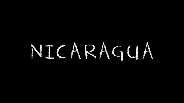 Nicaragua handwritten text animation on black background