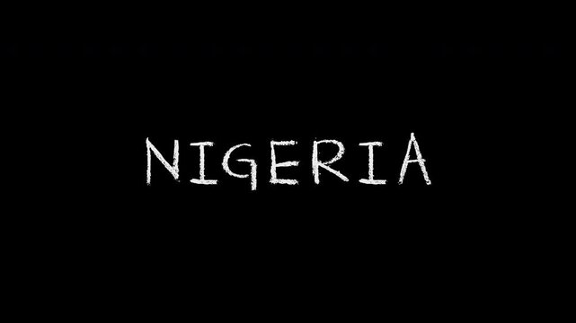 Nigeria word animation with chalkboard drawing effect