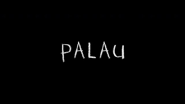 Palau handwritten word animation on black background