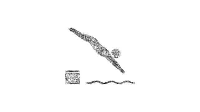 Sketch dive icon animation - smooth progressive reveal