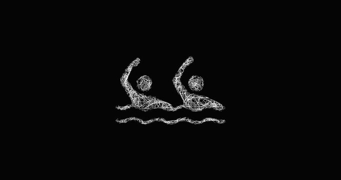 Sketch synchronized swimming icon animation - smooth progressive reveal