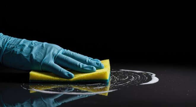 A sponge wiping away dirt or residue from a smooth surface, creating a sparkling clean, purified, and sterile environment ,blank slate ,washing away ,erase