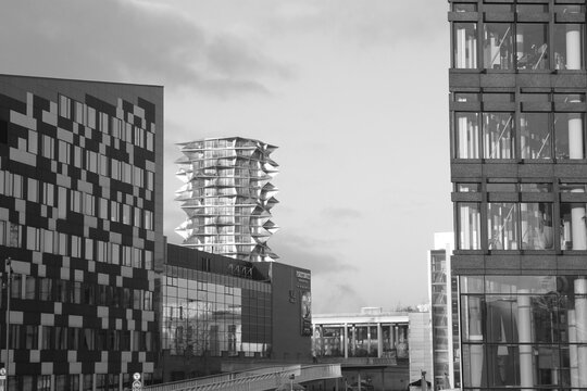 Vista en blanco y negro de la ciudad de Copenhague