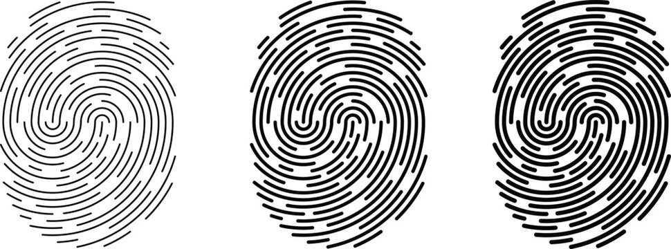 Fingerprint identification symbol icon set in flat style. Security authentication. Vector illustration isolated on white