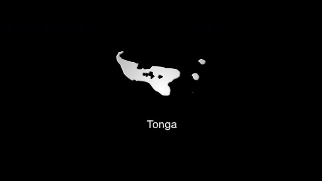 Tonga country map revealing on a black background