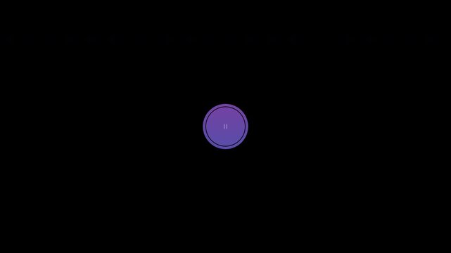 Play pause media player button icon animation on transparent background
