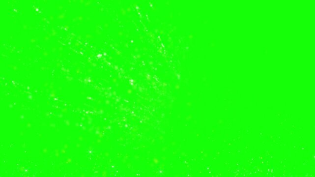 Green screen with falling white particles and black border motion background