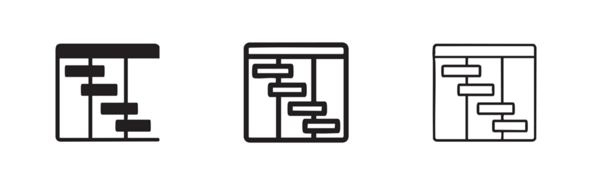 Gantt Chart Icon Set - Project Management and Schedule Visualization