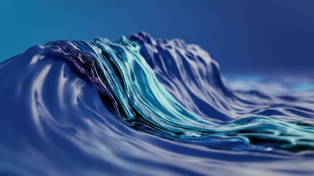 Mesmerizing close-up of a blue ocean wave breaking, showcasing water's motion and liquid texture