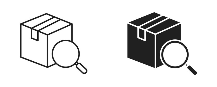 Package search and delivery tracking icon in outline and solid silhouette style. Vector illustration.