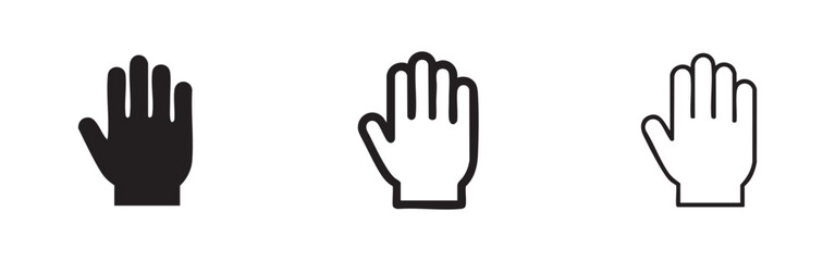 Obraz premium Hand raised icon set, solid and outlined variations