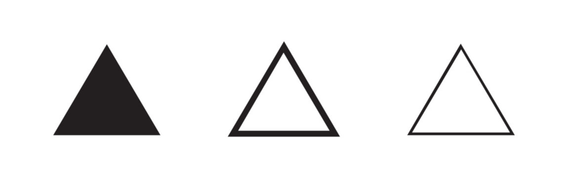 Geometric Triangle Shape Icon Set with Solid Bold and Thin Outline Styles