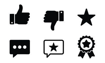 Six black social media and rating icons set © candysartistry