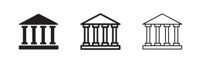 Fototapeta premium Ancient Temple Column and Court Building Icons