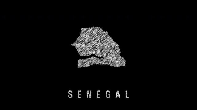 Senegal country map scribble drawing animation