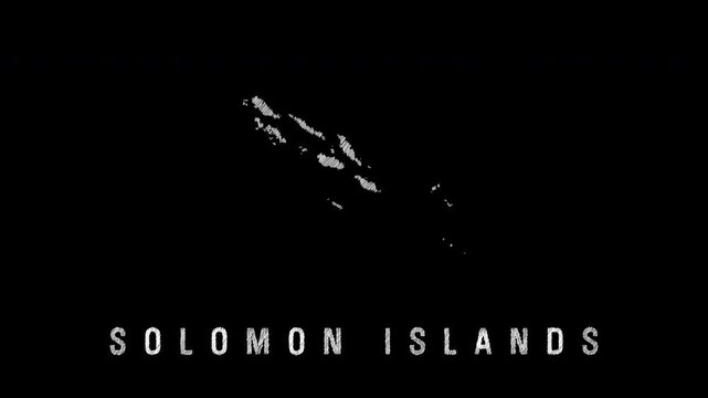 Solomon islands country map with digital glitch effect