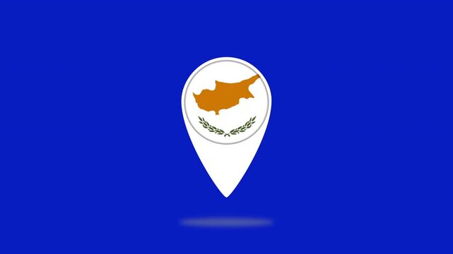 Cyprus flag map pin bouncing geolocation symbol