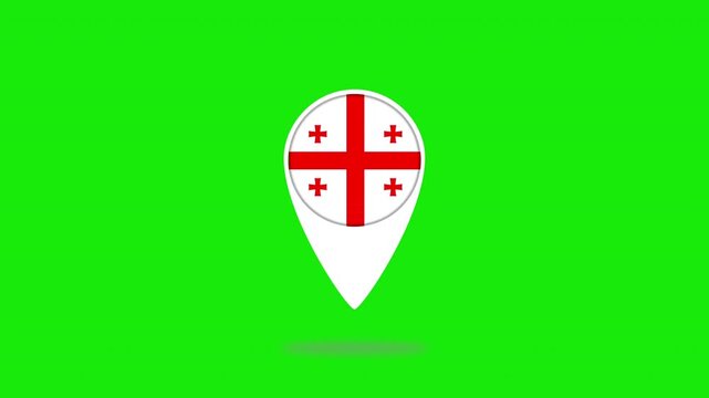 Georgia flag map pin bouncing on green screen