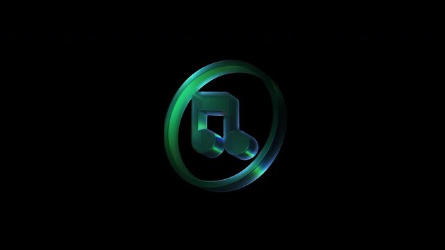 Rotating glass music note icon symbol animation