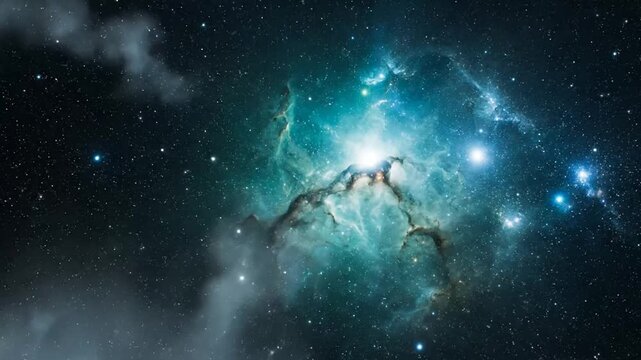 A mesmerizing view of a vibrant galactic nebula with cosmic clouds and sparkling stars