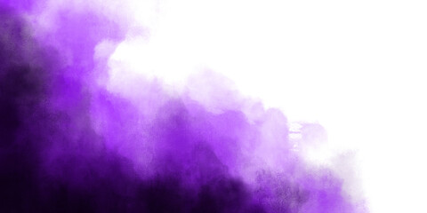 Abstract vibrant purple smoke and dark fog effect flowing from the corner on a transparent grid background, realistic colorful mist overlay © Red