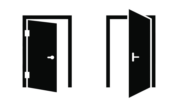 Black door with two different handle styles open and closed