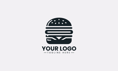 Fototapeta premium Burger sandwich silhouette clean minimalist black vector logo