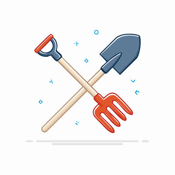 Gardening Tools: Shovel and Fork Crossed