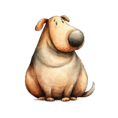 Obraz premium Cute Cartoon Bulldog Sitting Down.