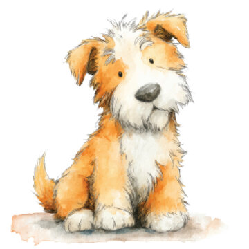 Cute Dog Sitting on Floor.