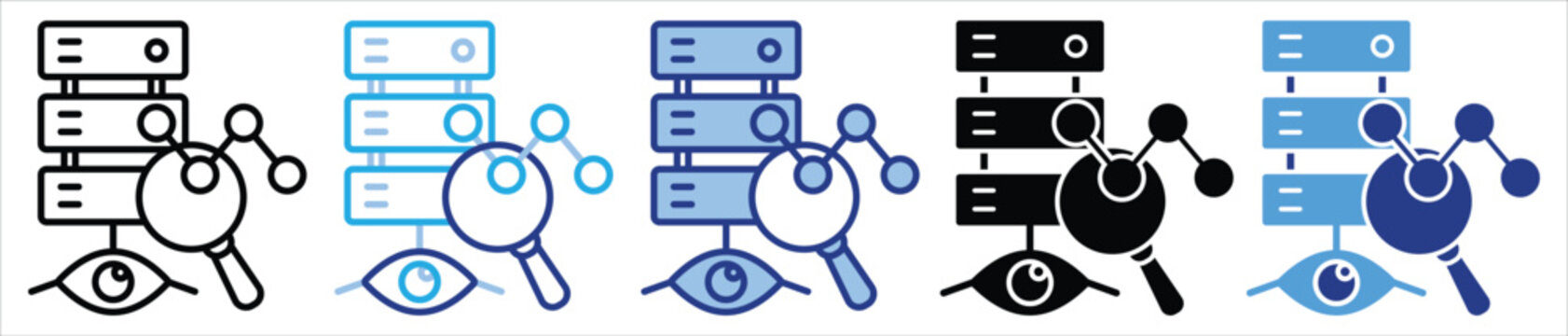 Server Monitoring icon set multiple style collection
