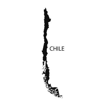 Chile Map Black Silhouette in Minimal Vector Style