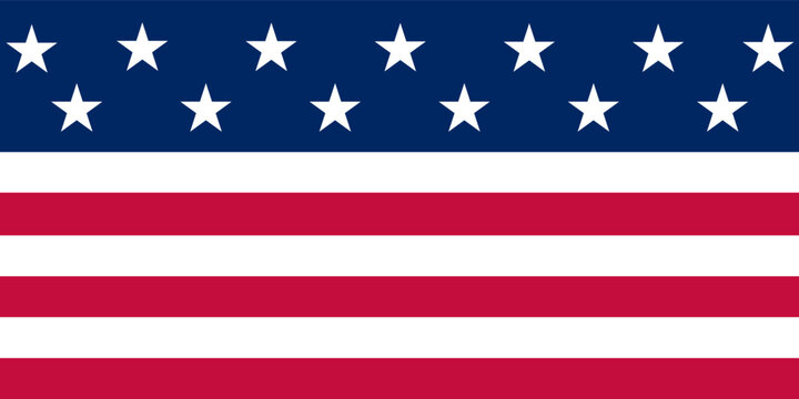 USA Flag Inspired Horizontal Background with Stars and Stripes in Vector Style
