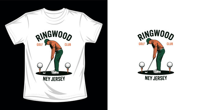 Ringwood golf ney jersey detailed golfer character vector graphic design.