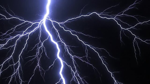 Dramatic electrical storm with vivid lightning bolts across a dark sky