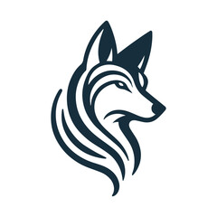Minimalist stylized wolf head logo design © Nurul Alam