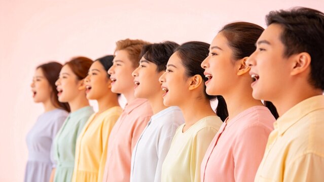 Group of people singing in a choir
