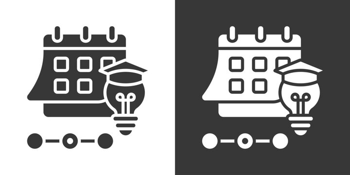 Learning Plan Icon Set Vector Collection Isolated In Black And White