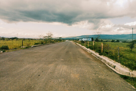 Straight Asphalt Access Road Leading Towards Suswa SGR Railway Station, Rift Valley, Kenya