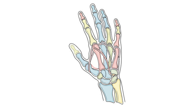 Human hand bone anatomy structure.