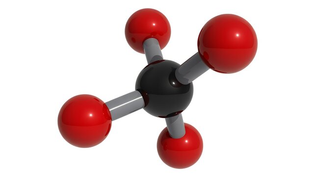 Methane molecule model, 3D chemistry illustration, atomic structure, molecular model
